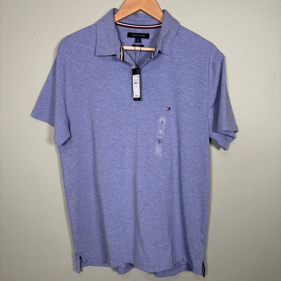 Tommy Hilfiger Slim Fit Short Sleeve Cotton Polo-Blue-Men Large - Picture 1 of 6